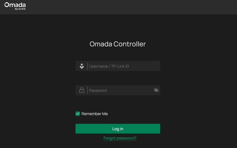 Show the login page of the Omada Controller.