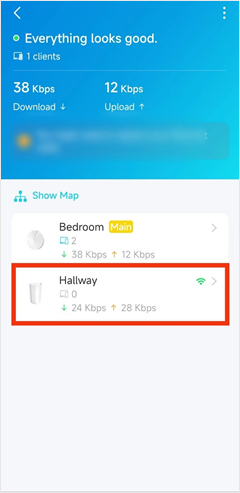 Screenshot showing all the deco unit page after taping the network map.