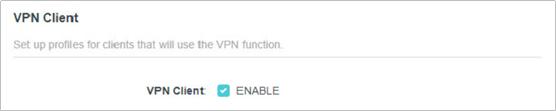 Step 2 screenshot showing the VPN Client enable toggle.