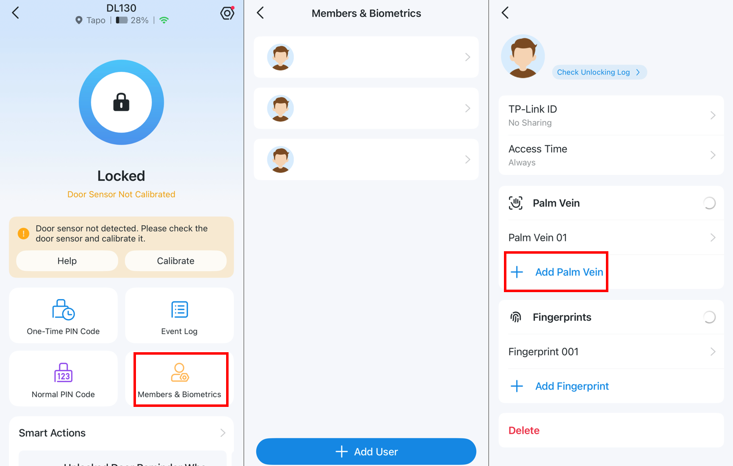 The steps to re-register the Palm Vein.