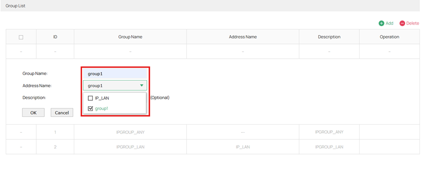 Creating the IP group for the specified IP Address range.