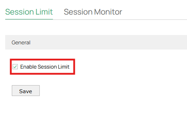 Setting to enable Session Limit.