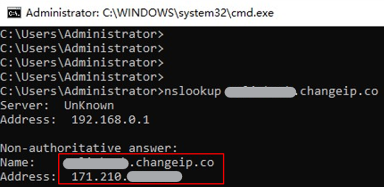 Use nslookup command to check if the DDNS is working.