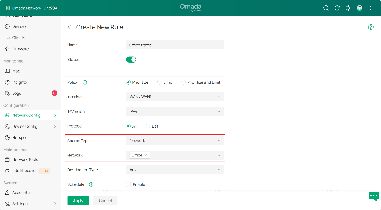 show how to create a new QoS rule in fusion gateway