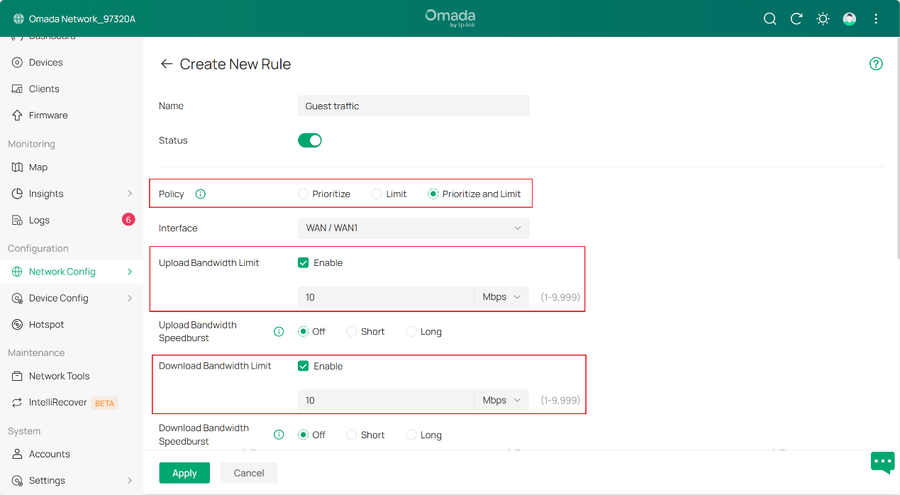 Explaining specific parameters, section 1