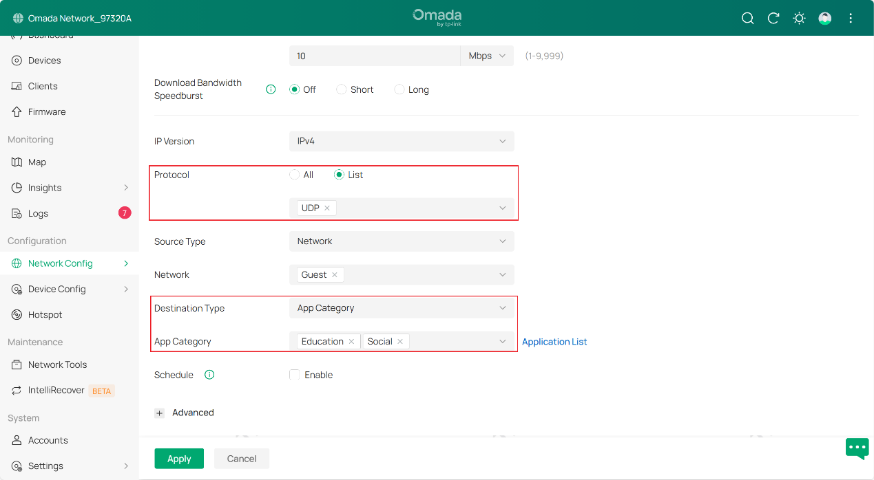 Explaining specific parameters, section 2