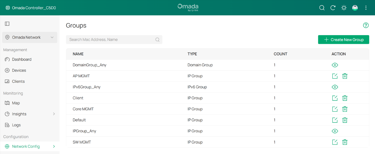 All LAN network IP groups have now been created.