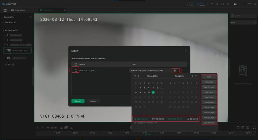 Display the export page.