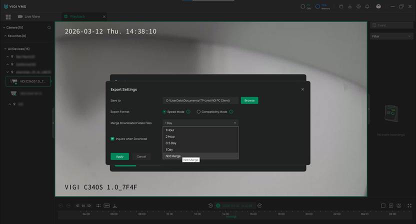 Show the export settings page.