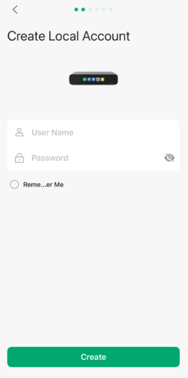 Page for creating a local account.