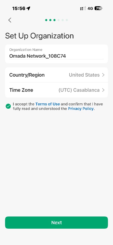 The organization creation page in the setup process.