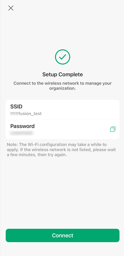 The Wi-Fi connection page in the setup process.