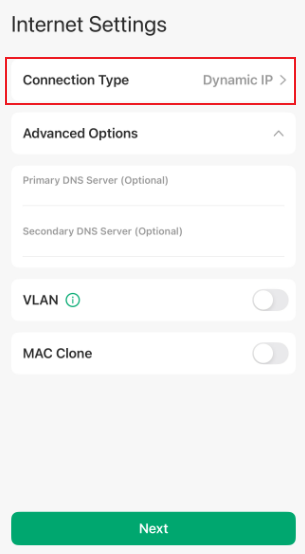 Show the location of the Connection Type.