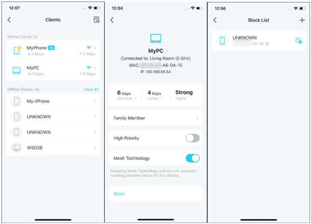 Manage network clients in Deco app.