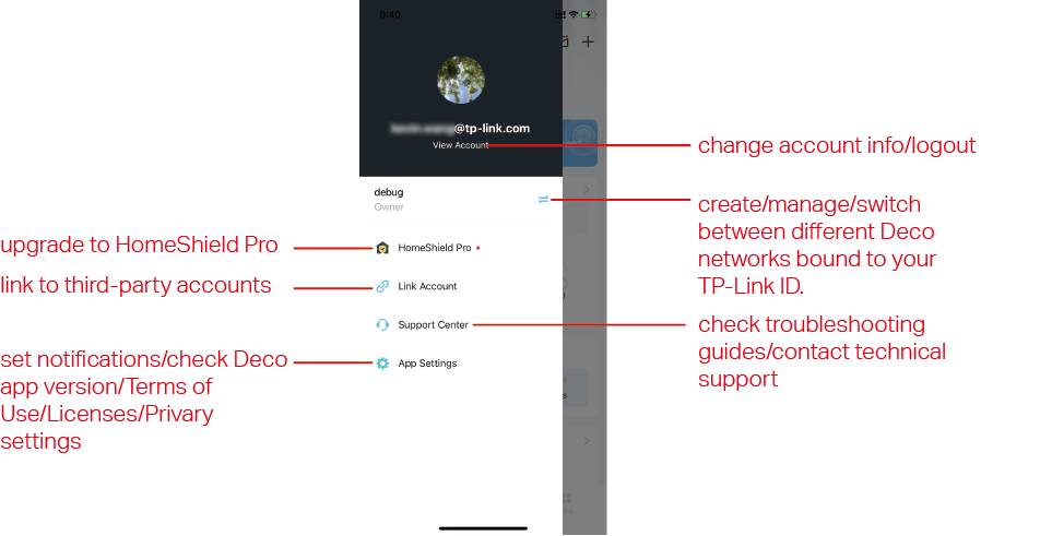Illustration of Menu page in Deco app.