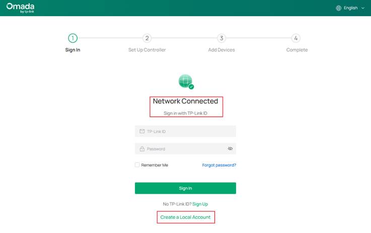 A screenshot showing the TP-Link ID binding page when internet access is available.