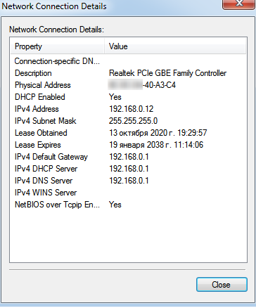 Windows IP settings showing the computer has obtained an IP address of 192.168.0.xx from the router.