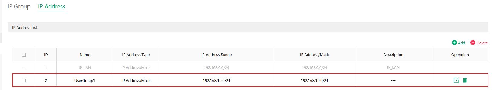 Show the configuration result of the IP range.