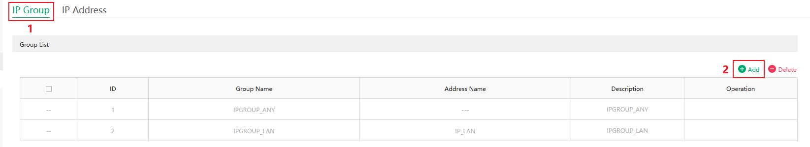 Show the entrance to create a new IP group.