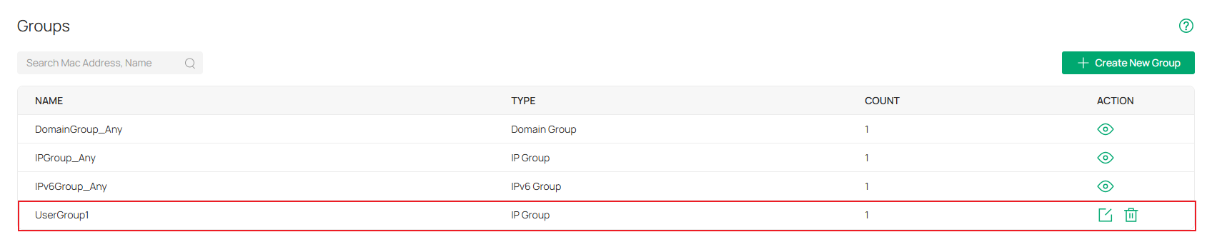  Show the result of the IP Group's creation.