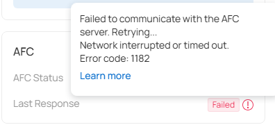 Example of AFC error codes.