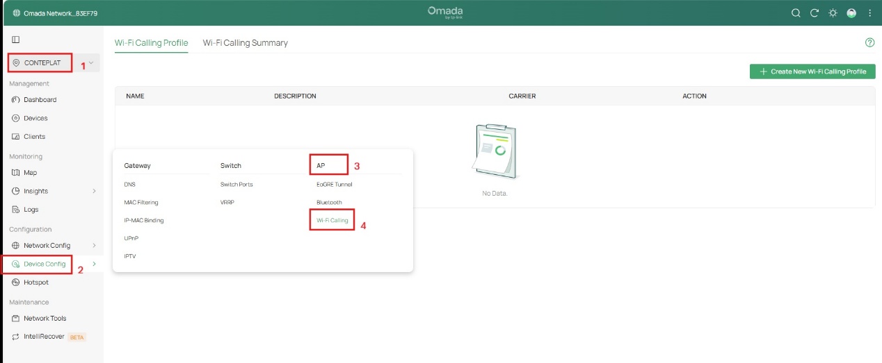 show how to enter Wi-Fi Calling configurations page