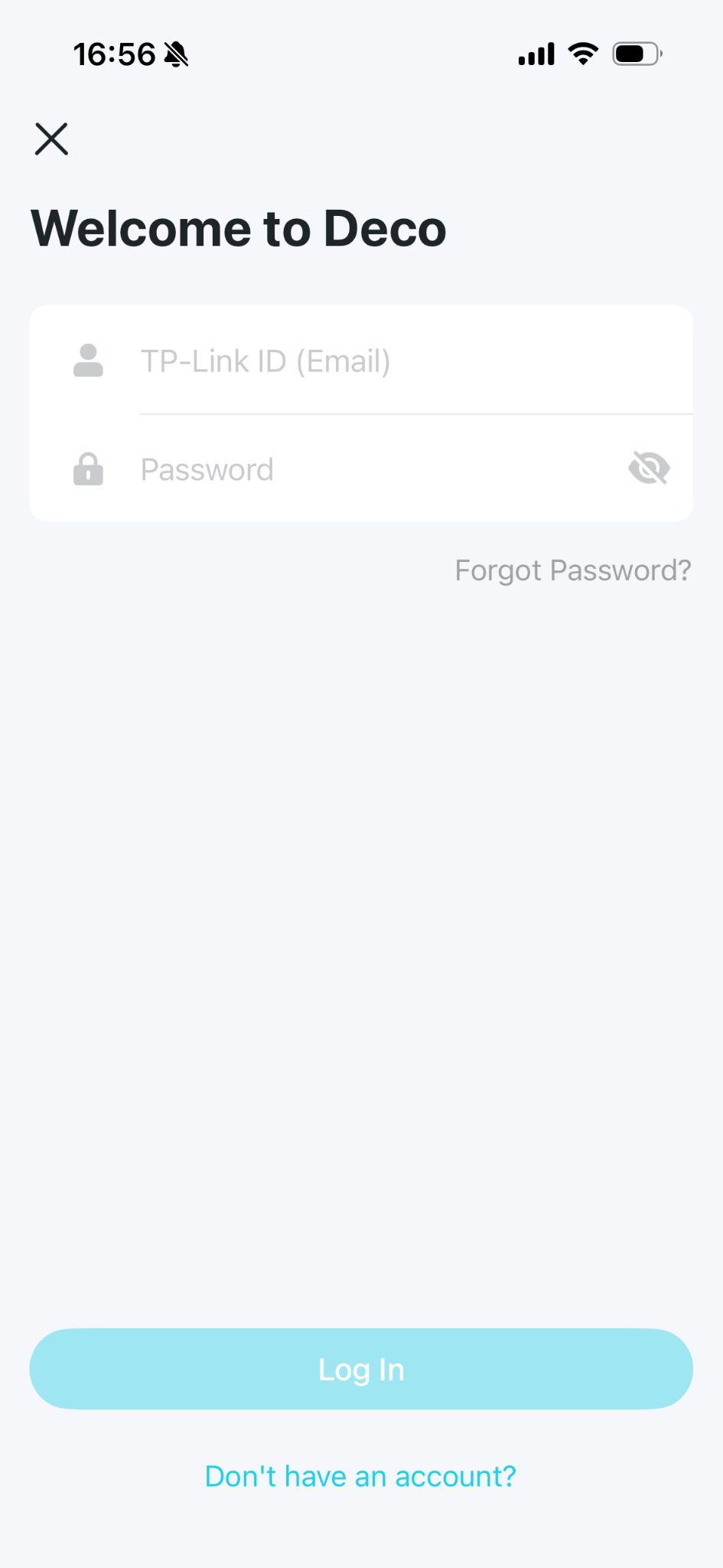 Login Deco app via TP-Link ID.