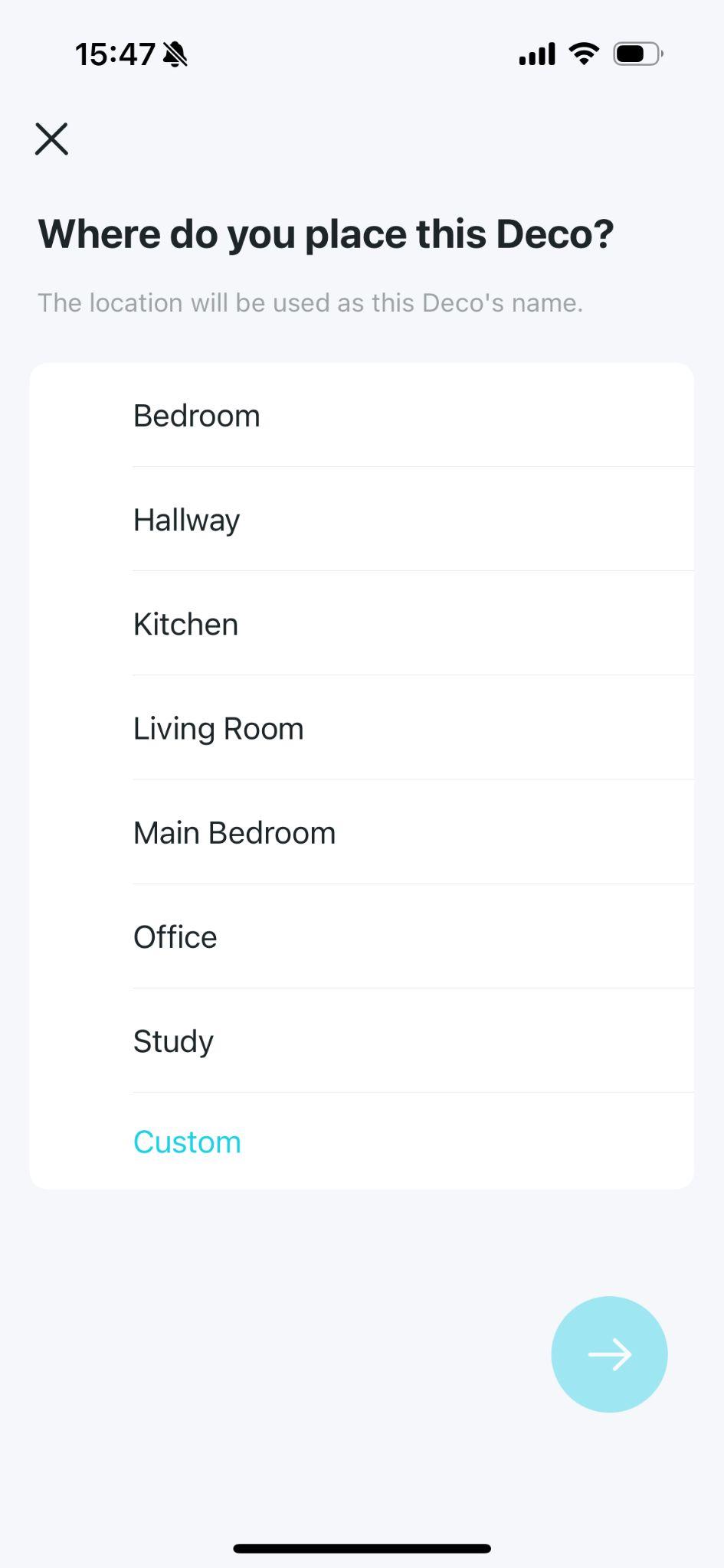Select location for Deco.