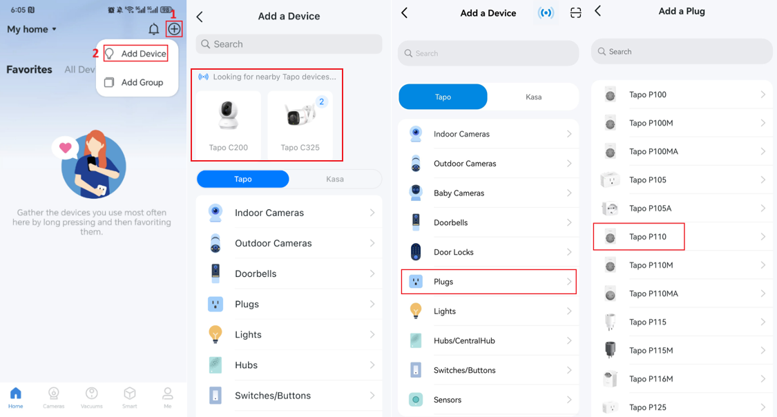 Add plug in Tapo app.
