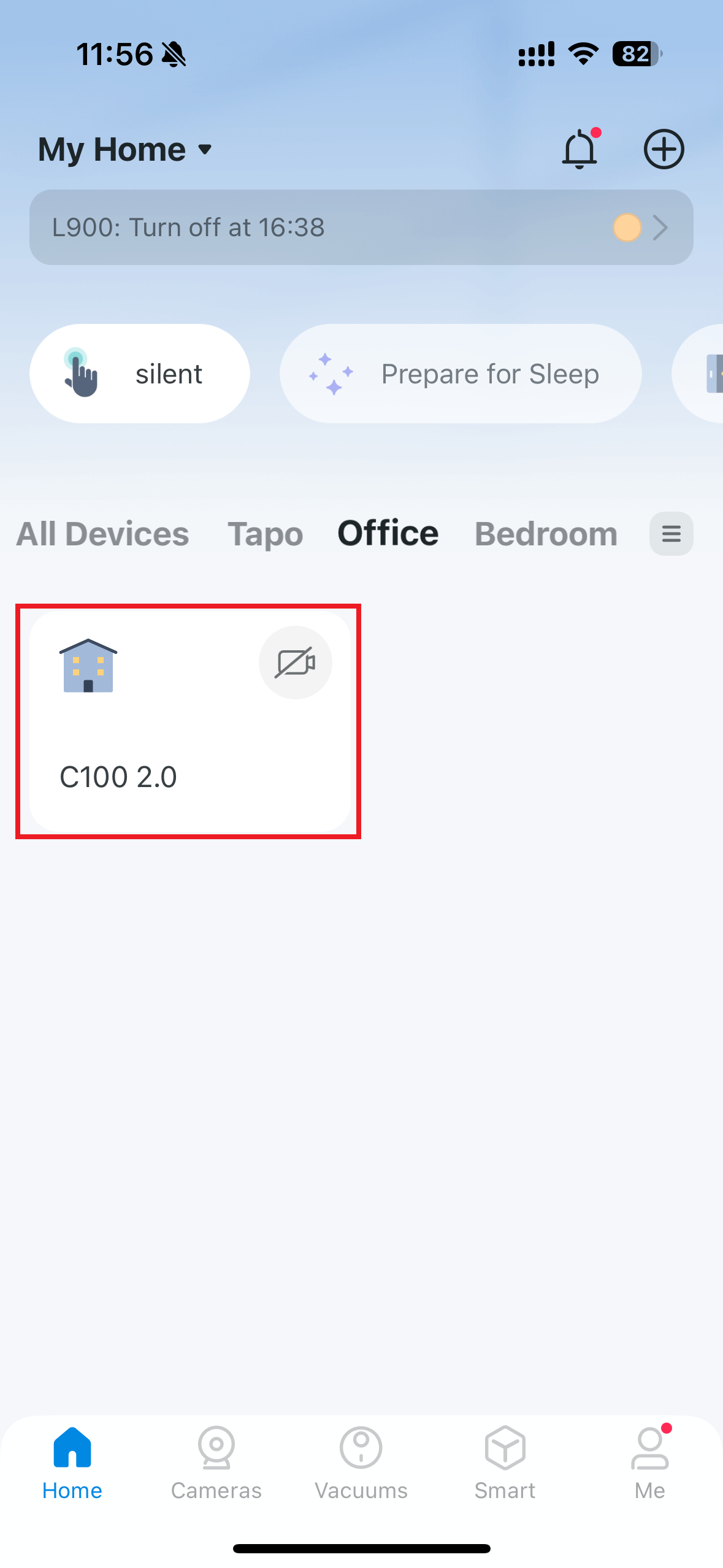Tap the camera model card on Tapo App Home tab to enter camera live view page.