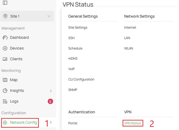 Navigate to check on the status of the VPN.