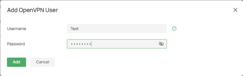 Creat username and password for OpenVPN user.