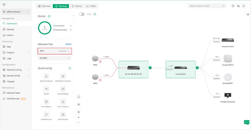 Examples of filtering IPTV vlan.