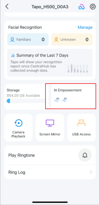 The Status page of the CentralHub highlighted the AI Empowerment.
