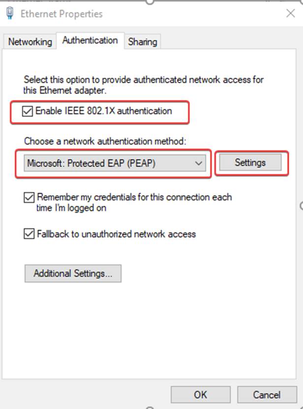IEEE 802.1X enabled with PEAP settings open.