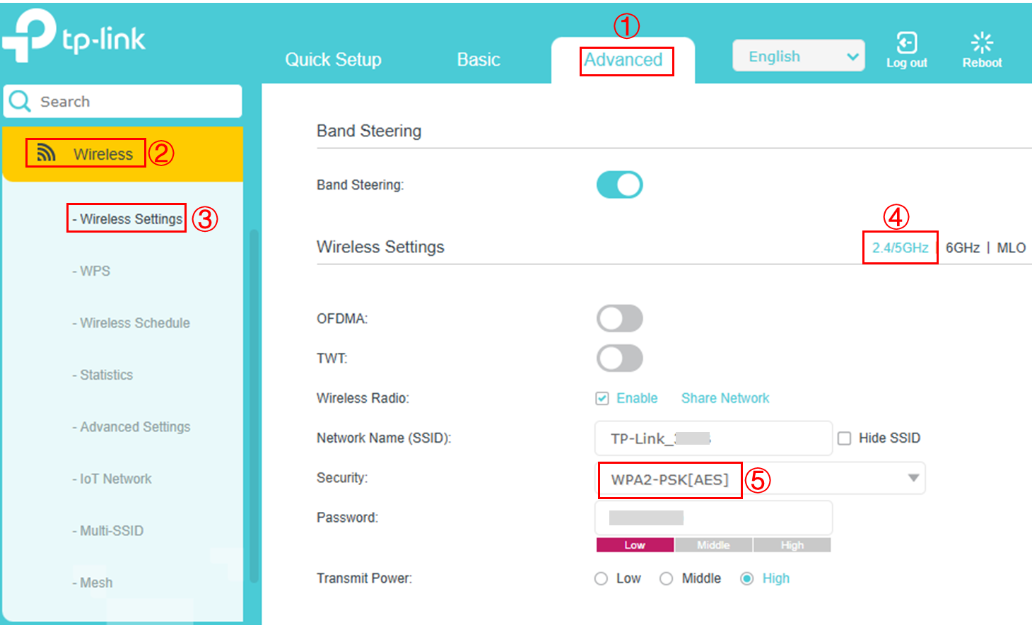 Change the Security type to WPA2-PSK[AES] for 2.4/5 GHz in WebGUI.