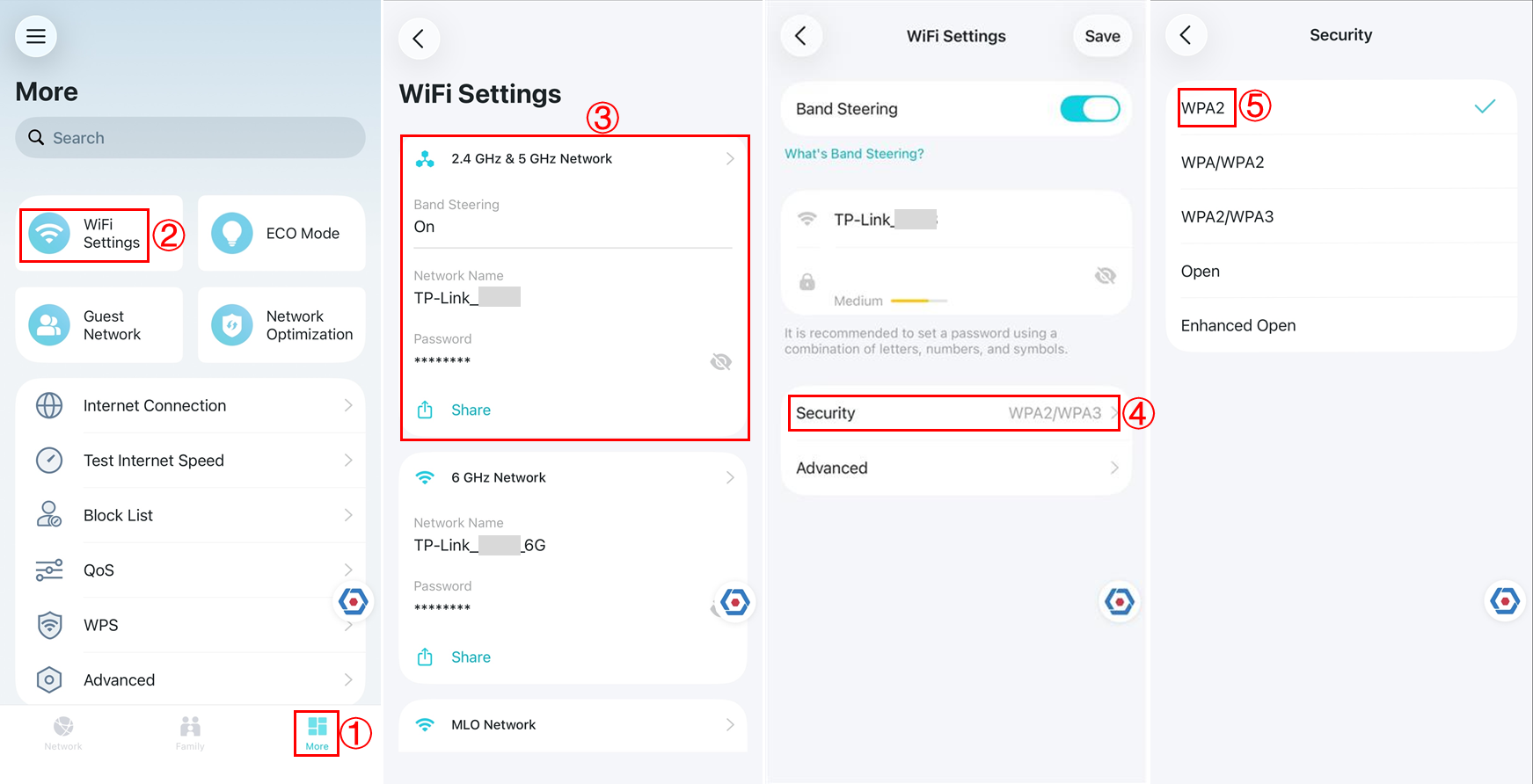 Change the Security type to WPA2 for 2.4/5 GHz in Aginet APP.