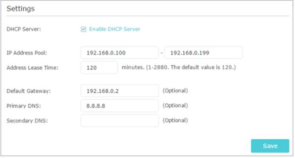 Set DNS server in Settings section.
