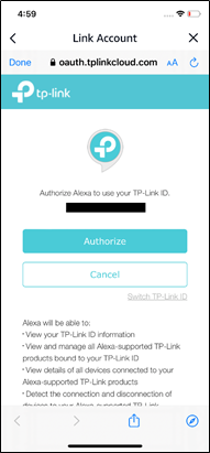 Authorize the login.