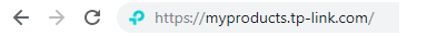 Browser bar with https://myproducts.tp-link.com/ typed in.