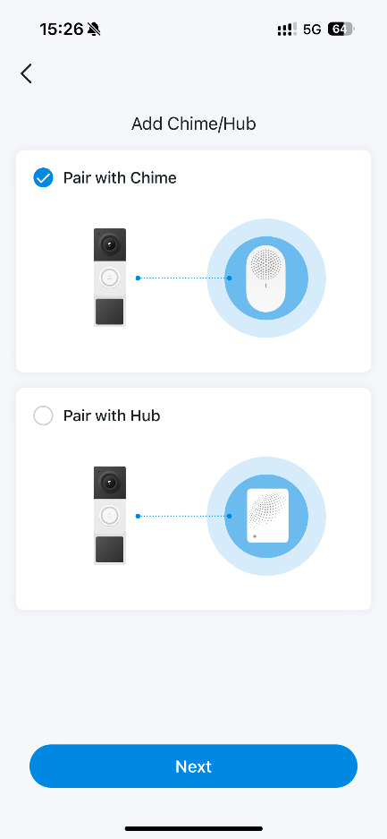 Select Pair with Chime or Pair with Hub as per your desire.