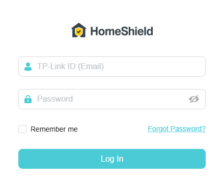 The HomeShield login page.