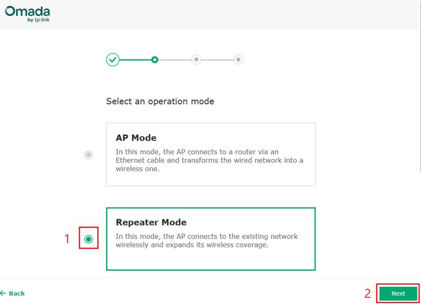 Select operation mode as repeater mode.