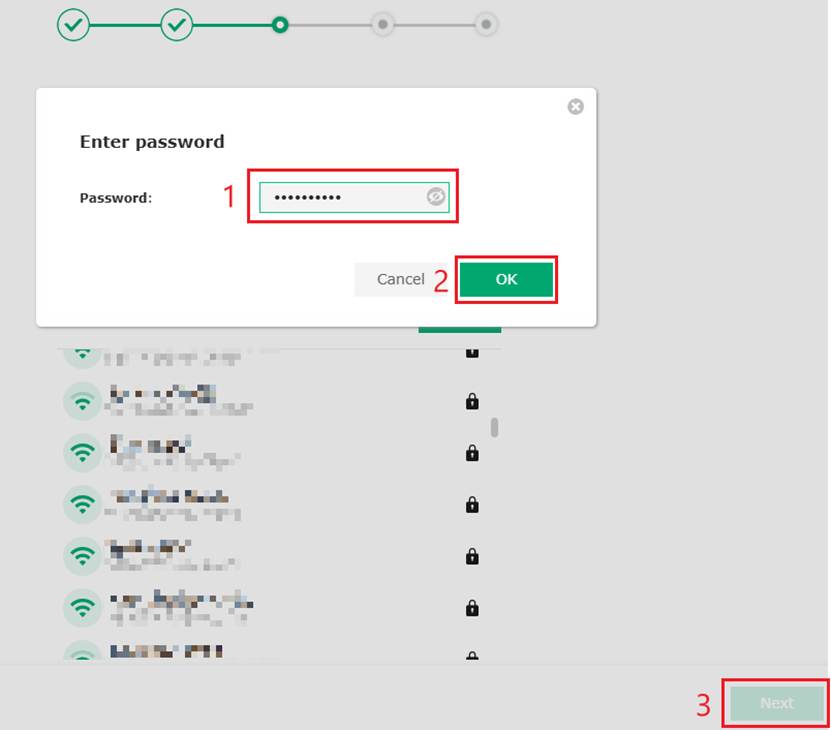 Enter the password for the selected SSID.