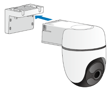 An illustration shows how to align and slide the camera onto the camera bracket.