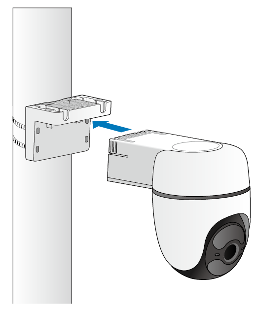 An illustration shows how to align and slide the camera onto the camera bracket.