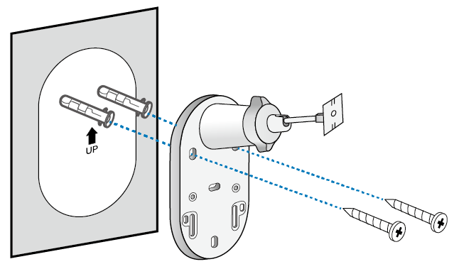 An illustration shows how to secure the solar panel bracket to the wall.