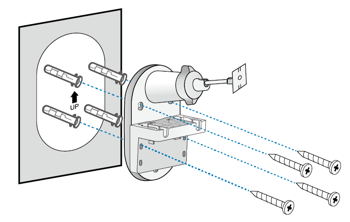 An illustration shows how to secure the bracket to the wall.