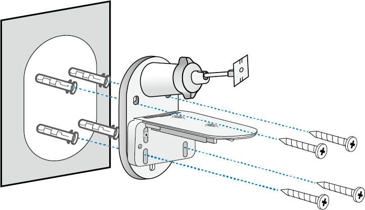 An illustration shows how to secure the bracket to the wall.