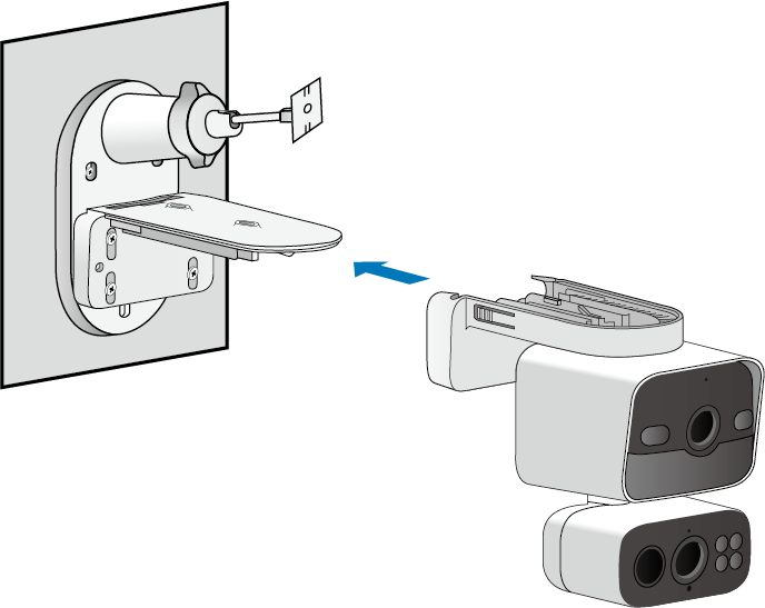 An illustration shows how to align and slide the camera onto the camera bracket.
